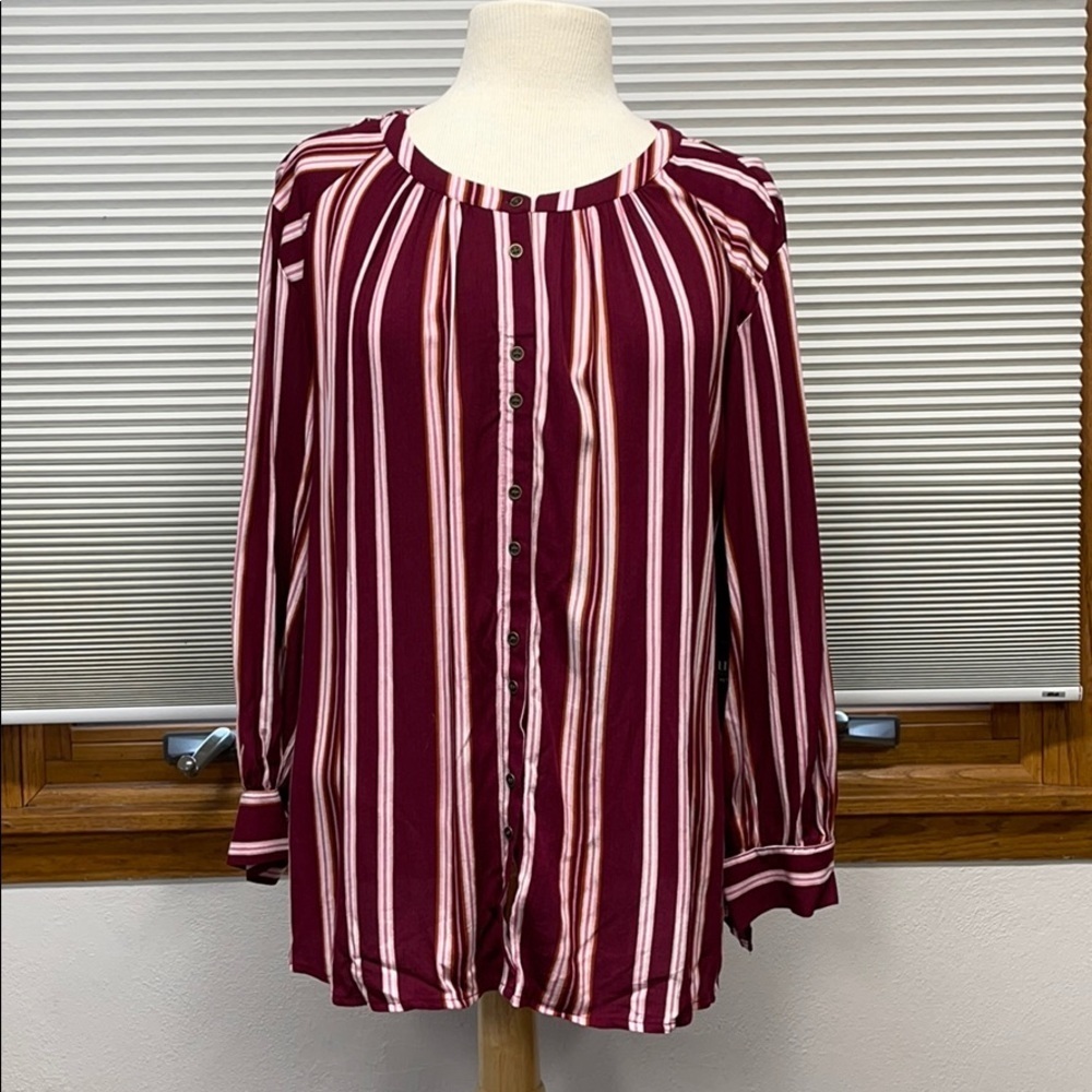a.n.a A New Approach NWT Ruby Striped button down long Sleeve Shirt